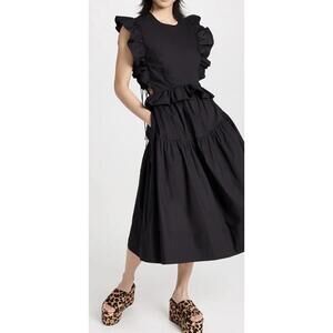 Allina Liu Camilla dress in black cotton poplin Sz 8 New With Tags Designer